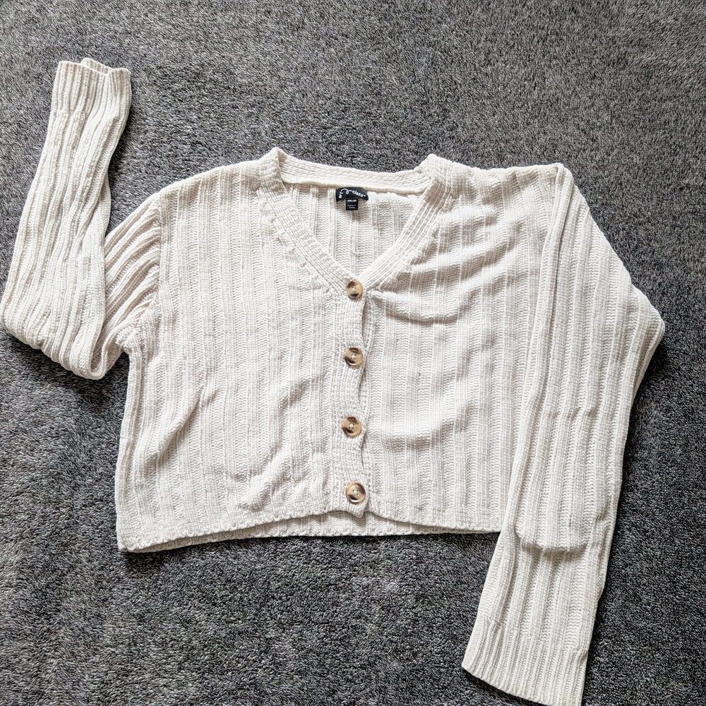 Kids Cream Button-Up Cardigan